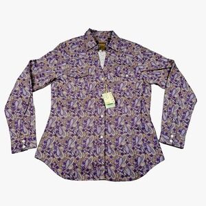 Roper Western Shirt Women Size M Button Up Purple Paisley Cotton NWT Cowgirl New